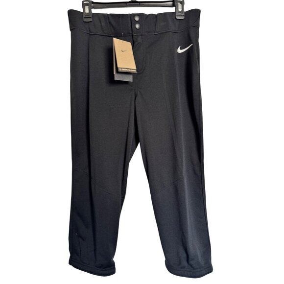 Nike Women's Softball Pants Size Medium Tight Fit NWT Black Stretch $45 3/4 Leng - Picture 6 of 6